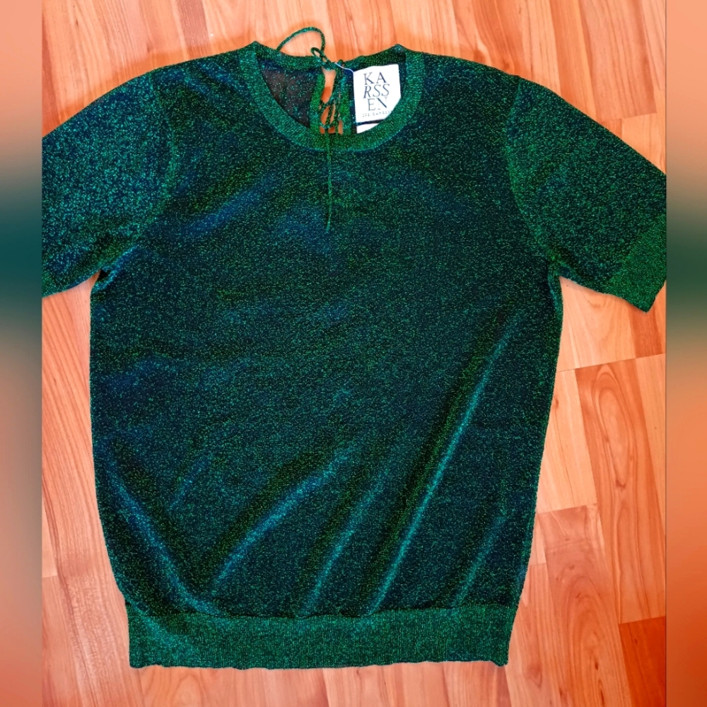 Semi sheer green glitter tshirt